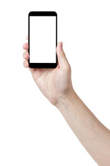adult man hand holding generic touch device