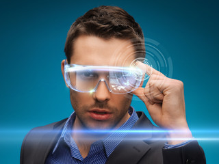 businessman with digital glasses