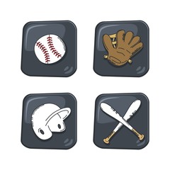 baseball art button glass