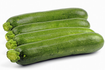 zucchini or courgette on the white background