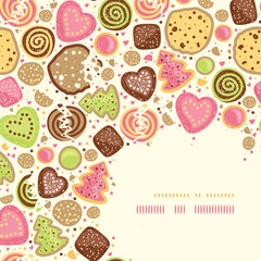 Vector colorful cookies corner pattern background with hand