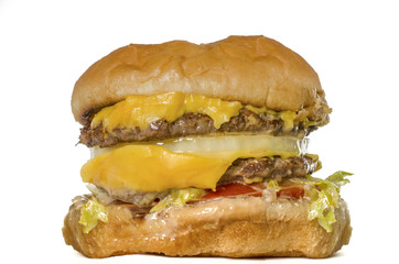 Cheese burger isolated against white