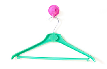 Green Clotheshanger Hanged On A Purple One