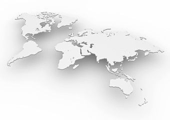 Planisfero mondo 3d bianco cartina