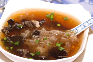 Tasty soup with black fungus