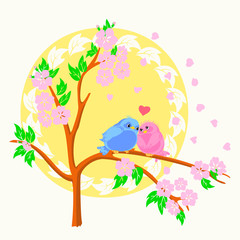 2 birds sitting on the branch.cdr