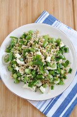 Dinkel Salat mit Kräutern und Frühlingszwiebel