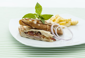 Homemade sandwiches and french fries.