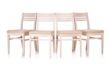 Row of chairs isolated on the white