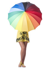 Young woman with colourful umbrella