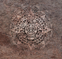 Mayan calendar on old stone