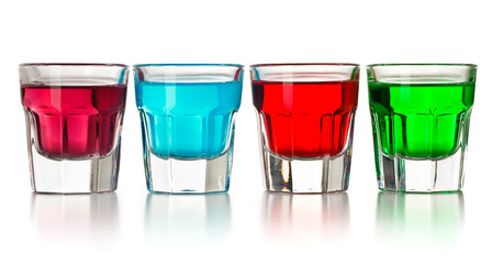 various colorful liquors