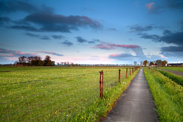 road for bicycles at sunrise in Holland