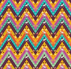 Papier Peint photo Lavable Zigzag Motif géométrique aztèque coloré sans couture avec oiseaux et flèches
