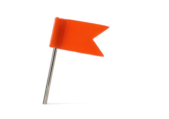 Red flag pin isolated on white background