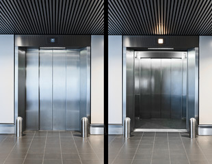 Elevator doors open and closed © bramgino