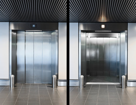 Elevator doors open and closed