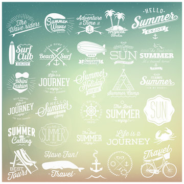 Summer typography label designs