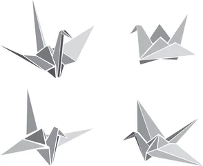 Crédence de cuisine en verre imprimé Animaux géométriques Grues en papier origami