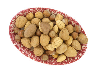 Mixed nuts in dish