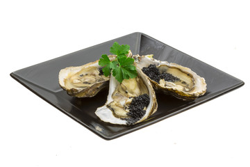 Oysters with black cavair