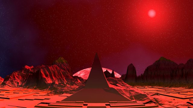 Pyramid, pink moon and UFO