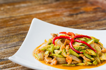 Fried Parkia with shrimp thai food