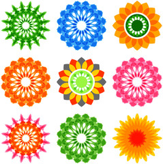 set of colorful ornamental design elements, icons