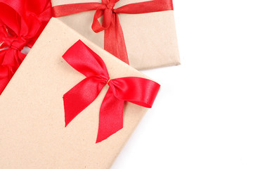 Vintage gift box with red ribbon bow