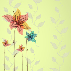 Floral hand-drawn vector background