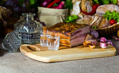 Vodka and smoked meat