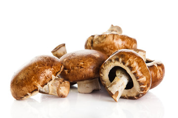 Fresh mushroom champignon isolated on white background .  fresh