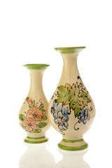 Two vases decorated and isolated