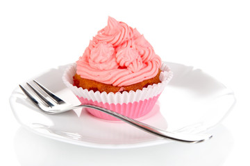 Delicious beautiful cupcake isolated on white