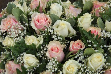 Wedding arrangement in pink and white