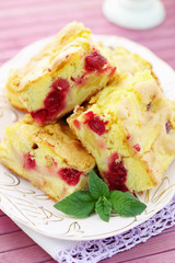 charlotte with apples and cherries