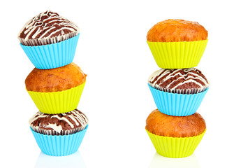 Sweet cupcakes isolated on white