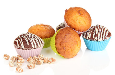 Sweet cupcakes isolated on white