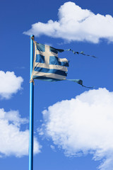 destroyed greek flag
