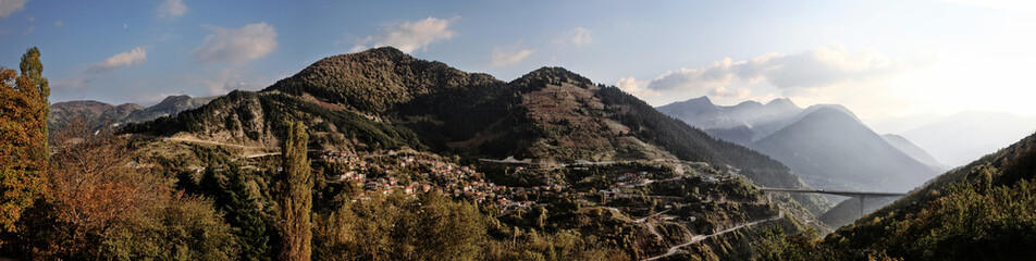 panoramic view of a village in greece