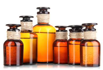 Medicine bottles isolated on white