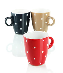 Three cups of polka dot isolated on white