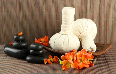 Herbal compress balls for spa treatment and spa stones