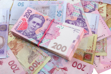 Pile of Ukrainian money