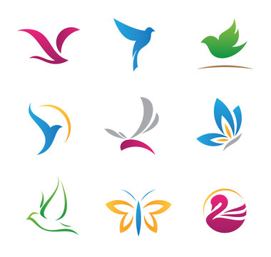Flying logos and icons