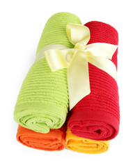 Colorful towels isolated on white