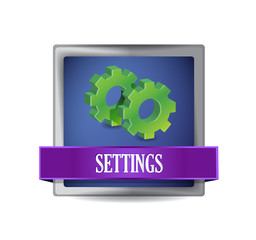 settings icon glossy blue button illustration