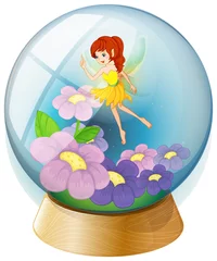 Cercles muraux Fées et elfes Une fée des fleurs à l& 39 intérieur de la boule de cristal