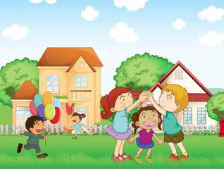 Obraz na płótnie Canvas Children playing outside