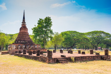 elephant statue around pagoda at temple